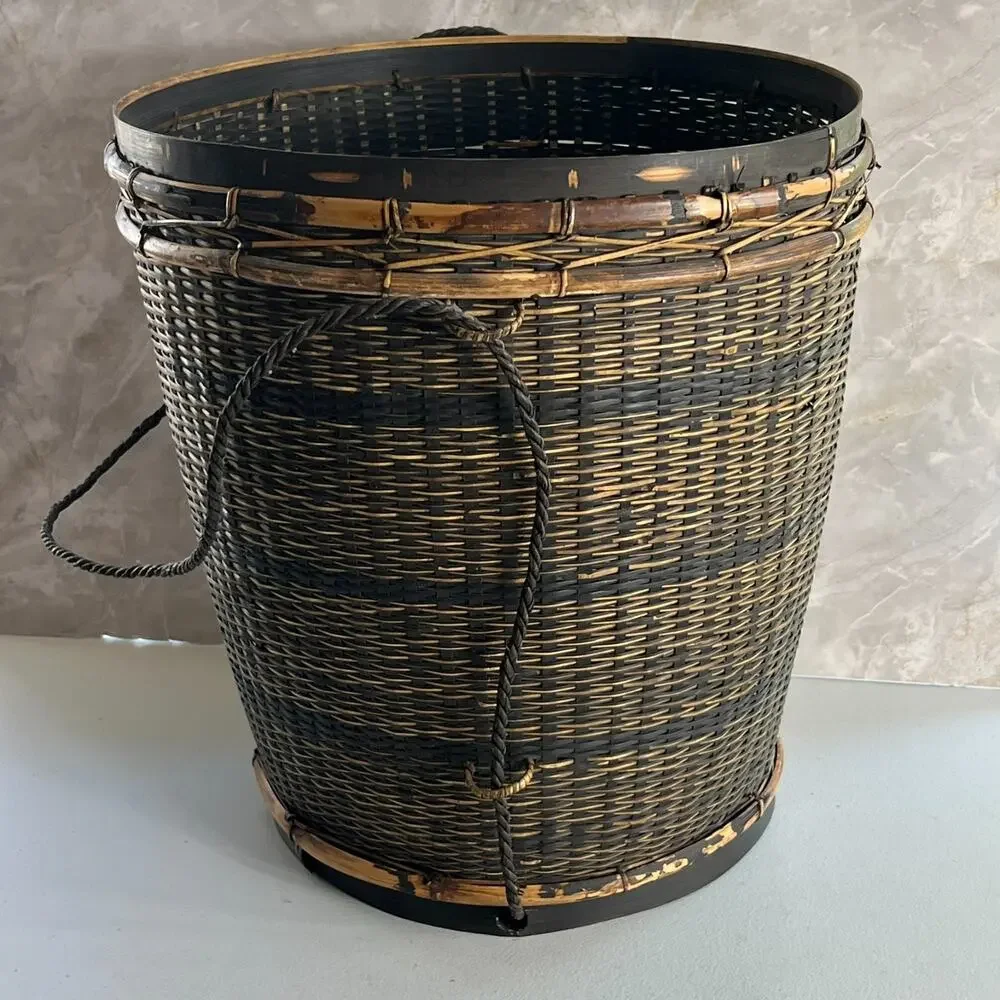 Vintage Thai Handicraft Tea Leaf Storage Basket Brown Backpack 16